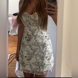 Green Floral Mini Dress, Size M, SHEIN